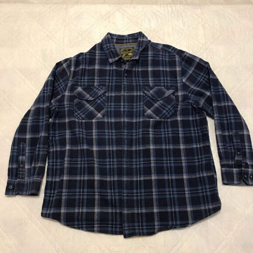 Anchorage Expedition Brand blue long sleeve‎ button front flannel XXL